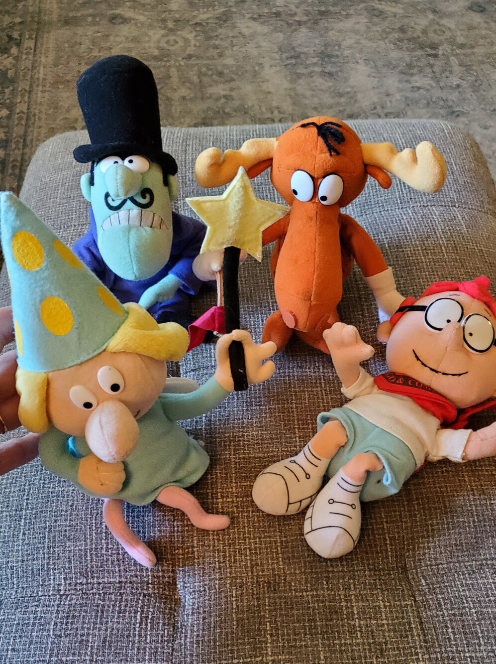 Kids Plush Toy Bundle - Colorful Characters (Blue, Orange, Cream) Bullwinkle